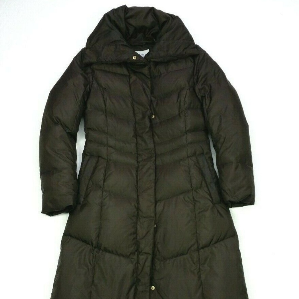 Cole Haan Down Maxi Puffer Coat Jacket Brown XS